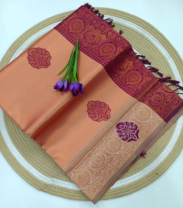 Peach Bloom Silk Saree