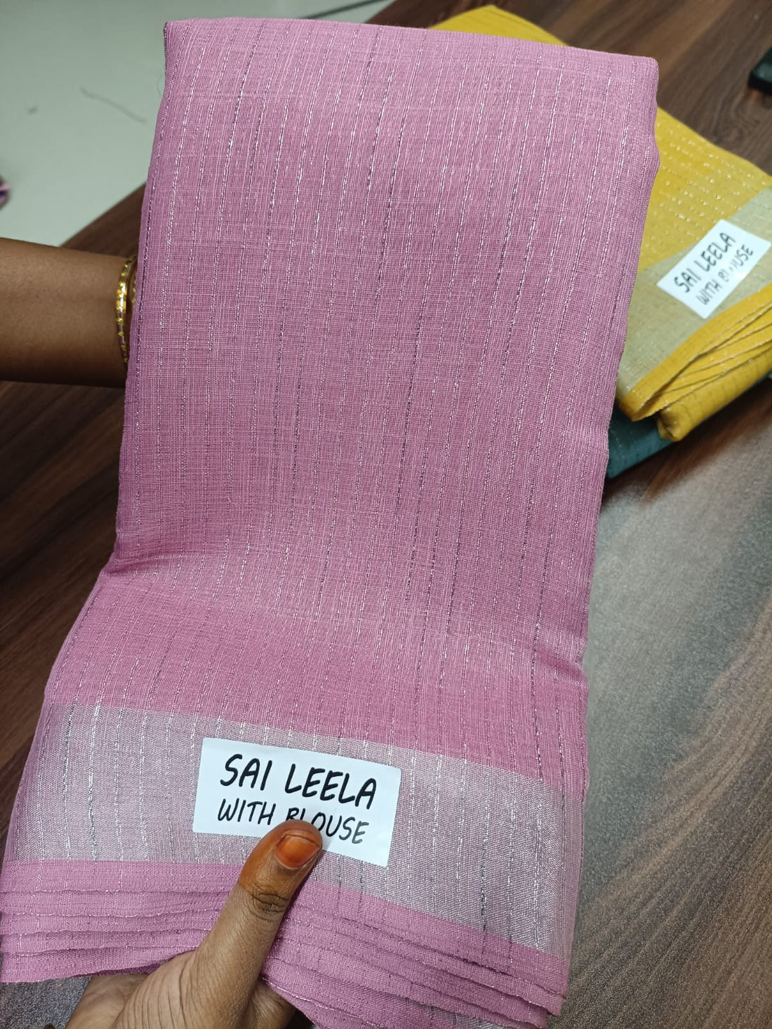 Soft Pink Silver Border Textured Saree