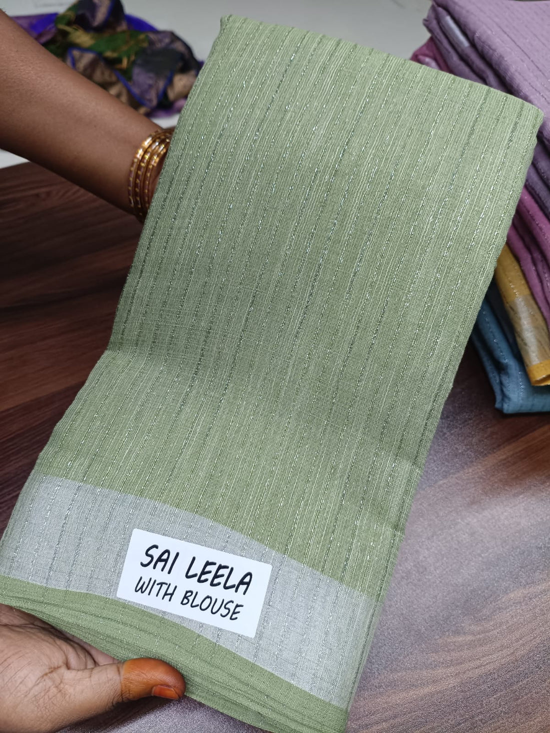 Sage Green Silver Border Graceful Saree