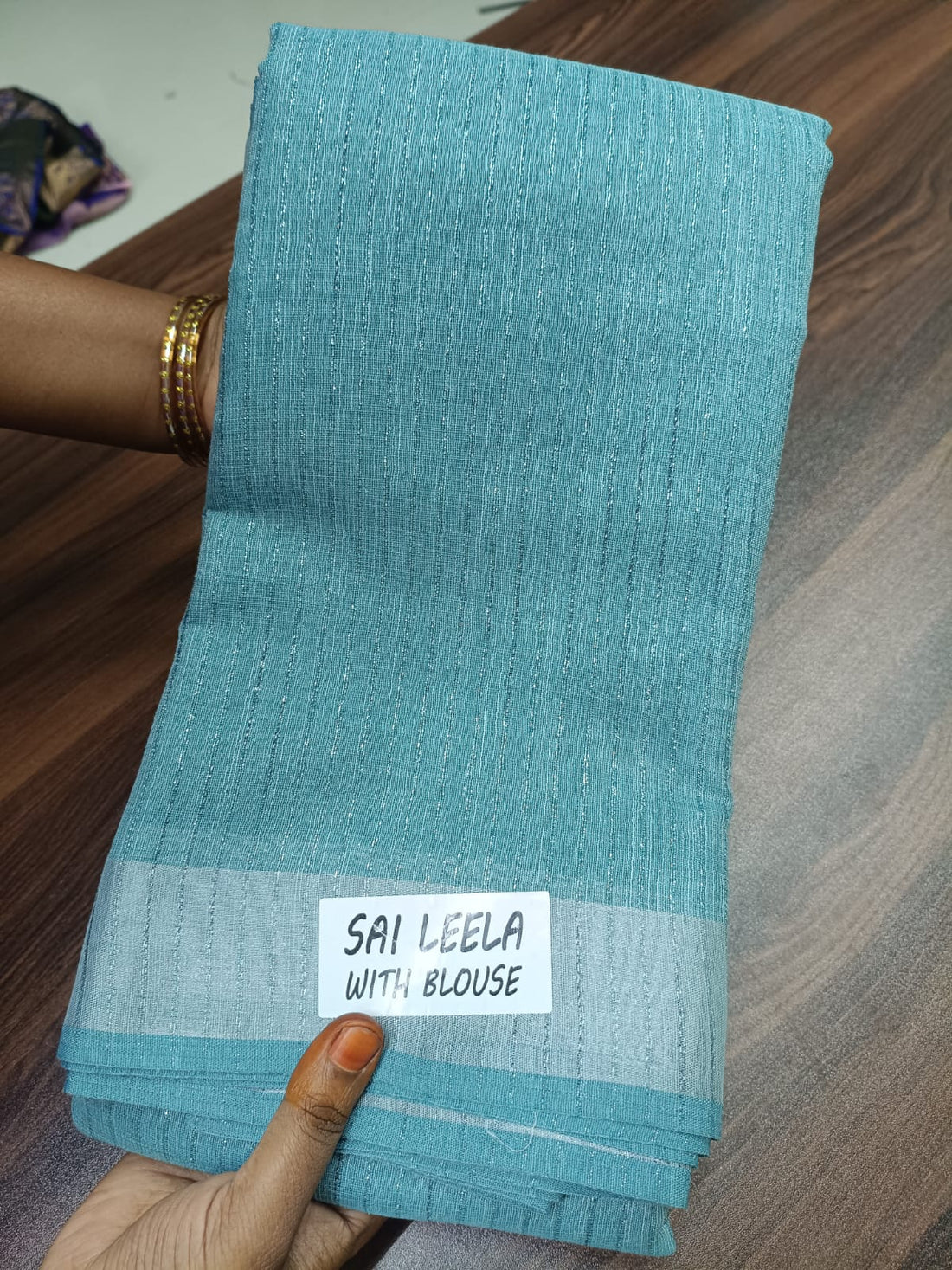 Serene Blue Silver Border Textured Saree