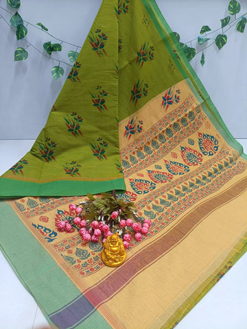 Meadow Gold Floral Cotton Saree
