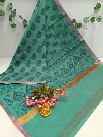 Royal Blue Peacock Print Saree